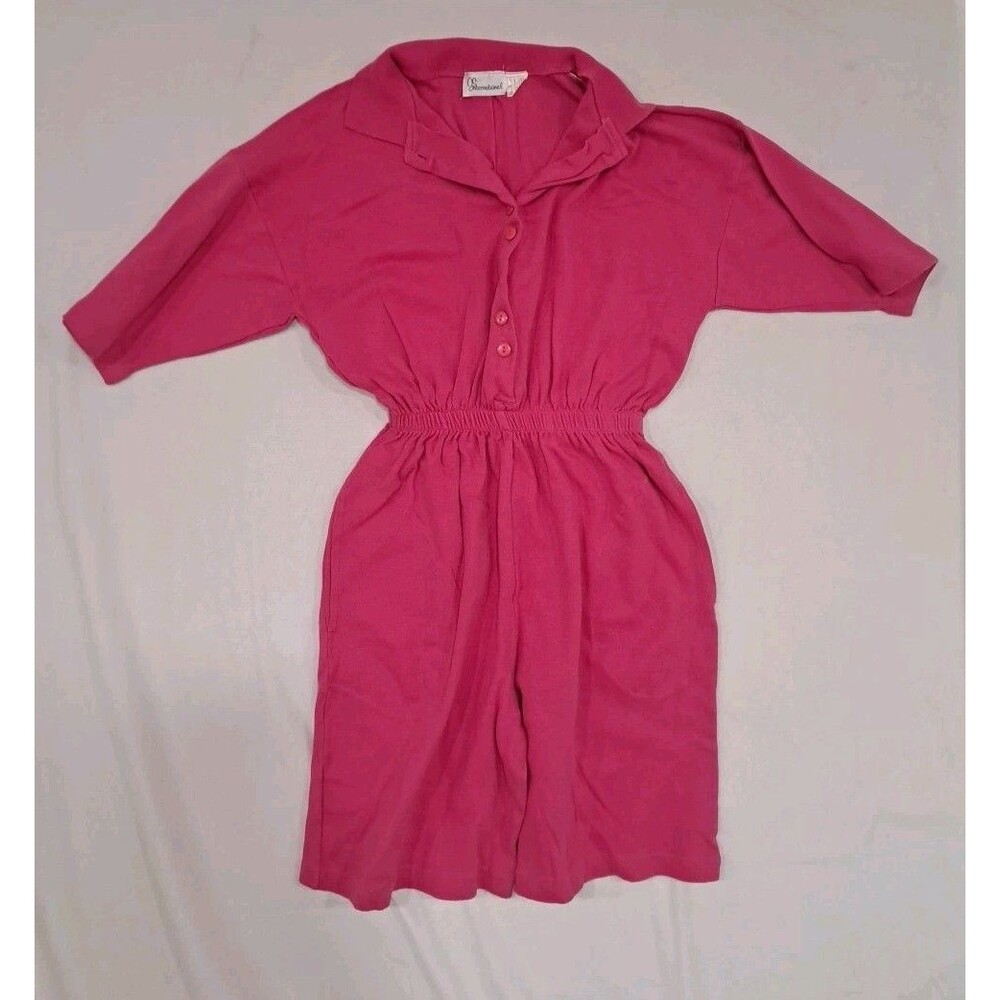 Womens Hot Barbie Pink Jumper Romper Shorts 80s 90s 100% Cotton Size Small Retro